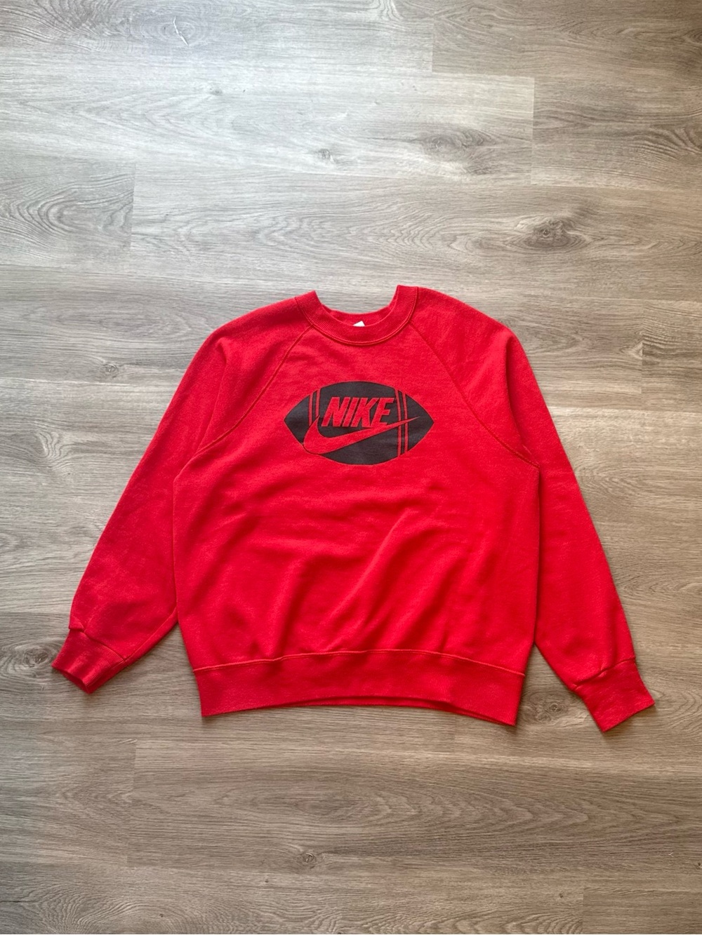 Vintage 1980s Nike Football Crewneck Sweatshirt Mens XL Made In USA Raglan Fit